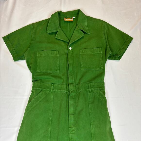 Big Bud Press Green Short Sleeve Jumpsuit Women's XL Boho Indie Twee - Picture 2 of 9